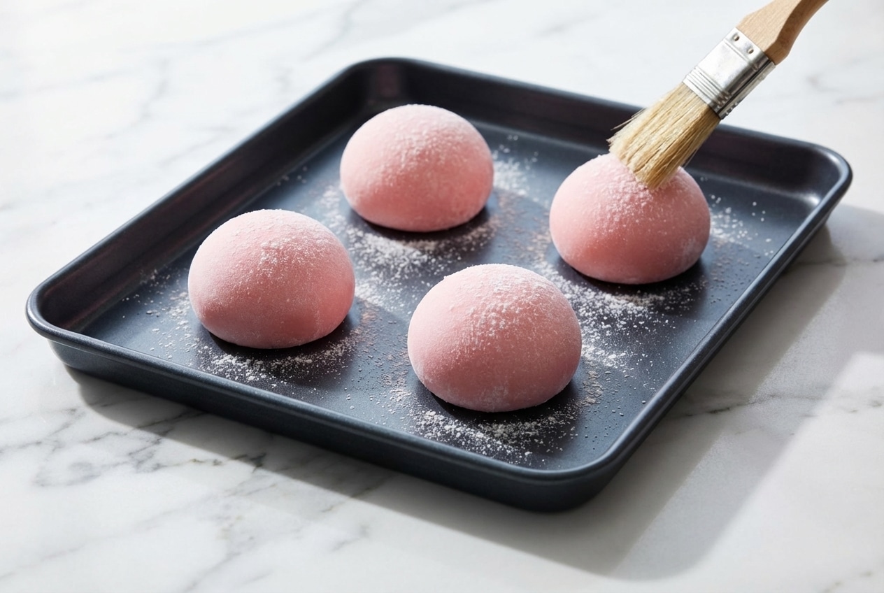Colorful Mochi Ice Cream recipe using the silicone sphere pre-freeze technique for perfectly round shapes.