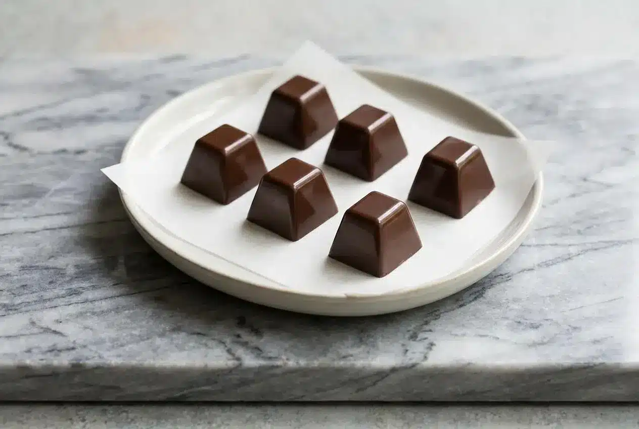 A beautiful assortment of glossy, homemade chocolate candy recipes, showing the crisp, snappy finish achieved with simple tempering.